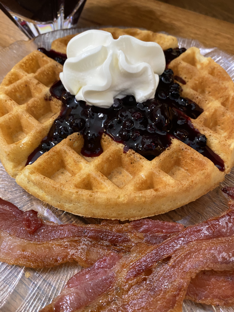 Gluten-free Waffle with Blueberry fruit sauce