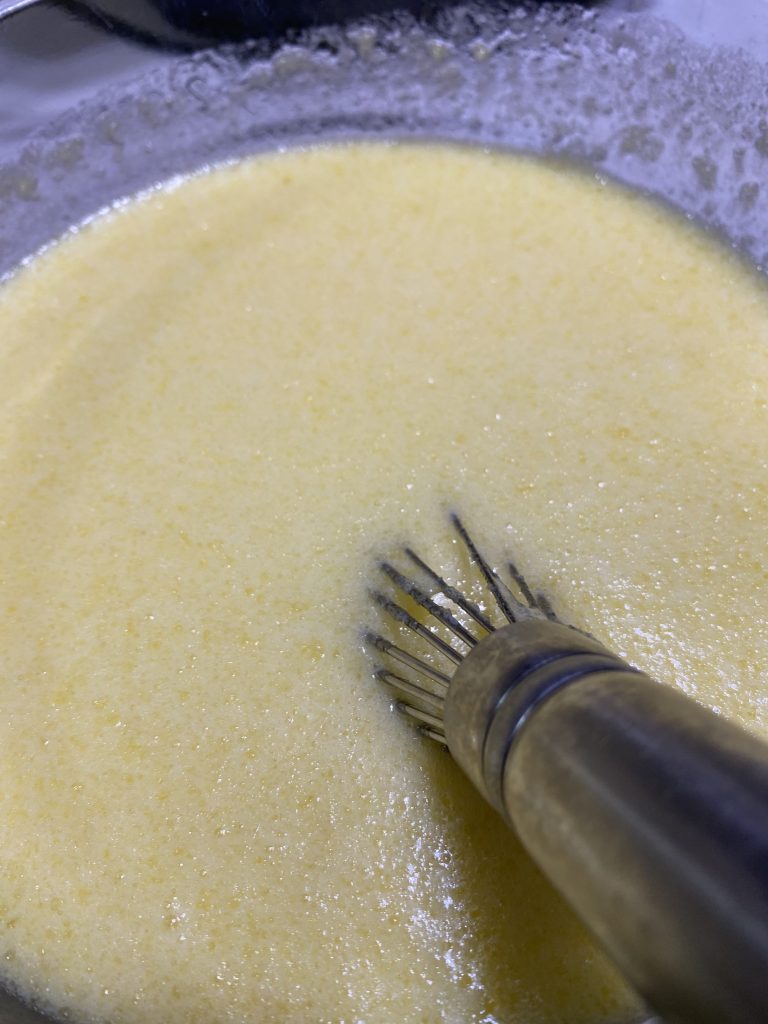 Liquid ingredients fully whisked together. 