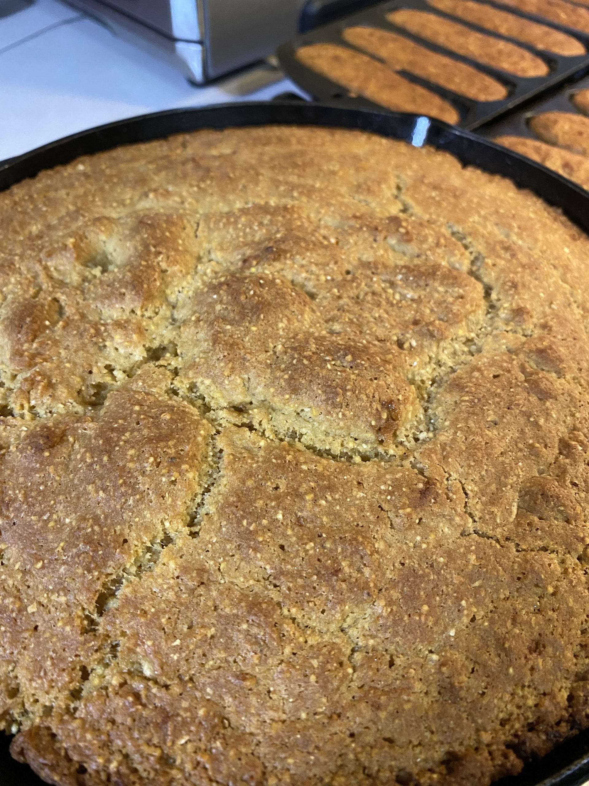 Finished pan of gluten-free cornbread