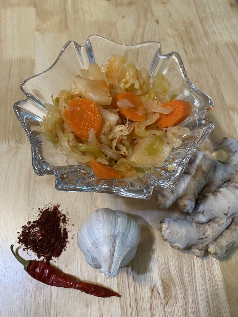 Kimchi-style sauerkraut. 